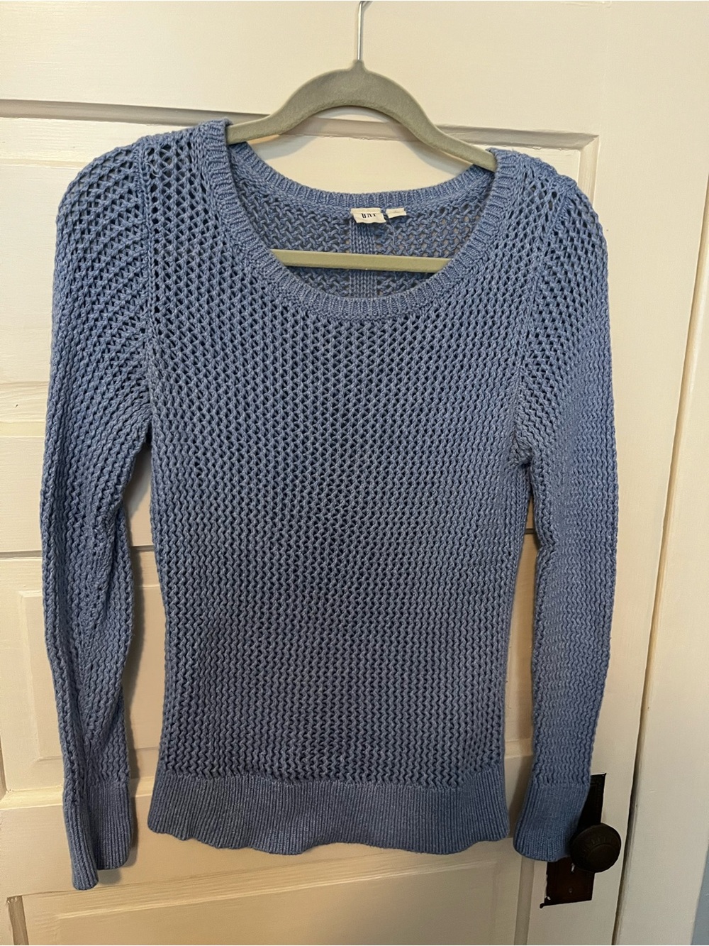 GAP Blue Open Knit Crewneck Pullover Sweater - Size Small